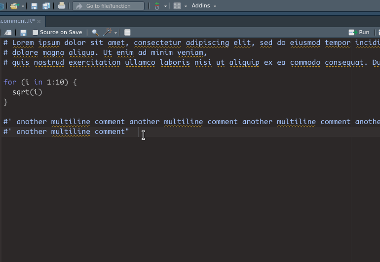 example of beautify comment